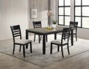 Contemporary 5pc Dining Set Rectangular Table Two- Tone Finish Wood Base Ladder Back Upholstery Chairs Black Gray Finish Wooden Dining Room Furniture