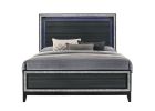 Haiden LED & Weathered Black Finish Queen Bed W/Led