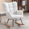 050-Teddy Fabric Rocking Gilder Nursery Chair For Living Room Indoor,Ivory
