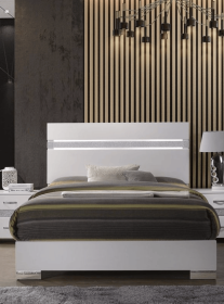 Naima II White High Gloss Finish Queen Bed