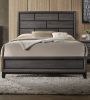 Grey Finish 1pc King Size Panel Bed Beautiful Wooden Bedroom Furniture Box Design Headboard FB Rubber wood Paper veneer