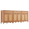 VEVOR Rattan Cabinet, Set of 3, Rattan Storage Cabinet with 6 Magnetic Doors and 3 Drawers, Sideboard Buffet Cabinet with Adjustable Shelves