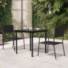 Garden Dining Table Black Powder-coated steel, glass Medium Tough