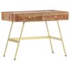 Writing Desk Natural and brass Solid Acacia wood