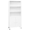 Bookshelf White Steel Medium Bookshelf Rectangular Industrial