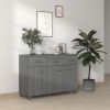 Sideboard Dark Grey Solid Pine Wood, MDF Medium Buffet Sideboard