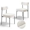 VEVOR Boucle Dining Chairs Set of 2, Mid Century Modern Sherpa Accent Chairs, Upholstered Side Chair for Dining Table