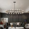 (L005030-D48-P48B/W1340P310779)48 Inches Luxury Chandeliers Crystal Living Room Decorative Lights Simple Modern Dining Room LED Lighting