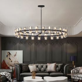 (L005030-D48-P48B/W1340P310779)48 Inches Luxury Chandeliers Crystal Living Room Decorative Lights Simple Modern Dining Room LED Lighting