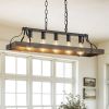 34-Inch Black Gold Vintage Pendant Light, 5 E26 Bulb Sockets, Adjustable Chain Height – Antique Style Chandelier for Dining Room, Kitchen