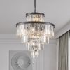 24" Luxury Crystal Chandelier with Black Finish – Elegant 15-Light 5 Tier Pendant Light Fixture for Living Room