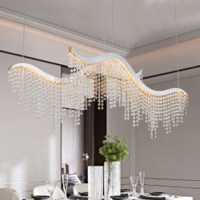 36-inch Modern Wave LED Crystal Chandelier - Adjustable Color Temperature 3000K/4000K/6000K - Adjustable Height - Elegant Chandelier for Living Room a