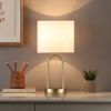 16.75" Gold Metal Arch Table Lamp with White Fabric Lamp Shade