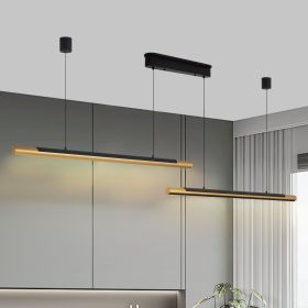 75-inch Modern Black and Gold LED Pendant Light, Adjustable Hanging Light for Dining Room, Kitchen, Living Room – Sleek Dual Tube Design