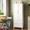 72 Inch White Pantry Cabinet with 2 Drawers, Freestanding Kitchen Storage Cabinet with Adjustable Shelves, Heavy-Duty Organizer for Spices, Dishware