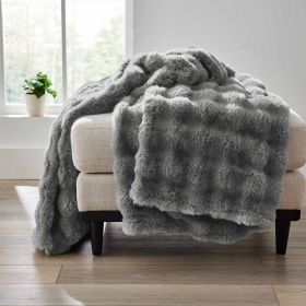 Grey Bubble Faux Fur Ultra Soft Luxury Oversize Throw Blanket 50" x 72", Grey Flannel