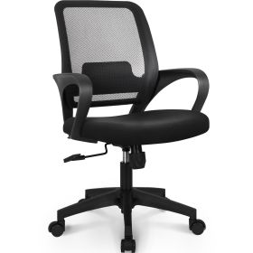 Chair MB-5 Ergonomic Mid Back, Height Adjustable, Swivel, Lumbar Support, Mesh Home Office Computer Desk Chair with Armrests, Black
