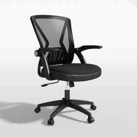 Ergonomic Mesh Back Office Chair with Flip up arms, Black Fabric, 300lb
