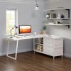 L-Shaped Desk with 3 Drawers, Reversible Corner Home Office Computer Desk with Shelves, 53-Inch Industrial PC Desk Study Writing Table