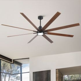 84 in. Integrated LED Farmhouse Indoor/Outdoor Black Smart Ceiling Fan with Remote Control