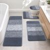 Traditional 4 Piece Microfiber Washable Bathroom Rug Set, Grey