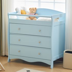 Blue painted finish, MDF, three drawers, 90.5*58*92cm, children's wooden bed with safety belt and changing table for babies