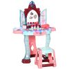 Kids Vanity Set with Self-Opening Magic Mirror, Princess Makeup Vanity Table Set with Music, Tabletop with Lights