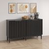 55' Buffet Cabinet Sideborad with 4 Door, Fluted Cabinets with Storage, Kitchen Side Board Storage Cabinet with Adiustable Shelves for Living Room