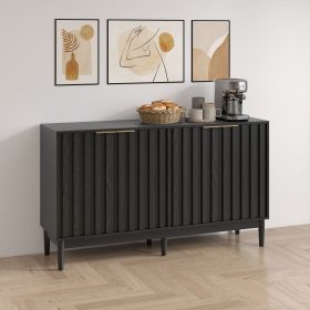 55' Buffet Cabinet Sideborad with 4 Door, Fluted Cabinets with Storage, Kitchen Side Board Storage Cabinet with Adiustable Shelves for Living Room