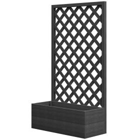 Trellis Planter Box for Climbing Plants, Raised Garden Bed w/ Trellis Lattice for Outdoor Garden, Backyard, Black