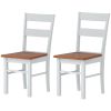 Farmhouse Dining Table Chairs, Set of 2 Rubber Wood Kitchen Table Chairs with Open Back for Living Room, Light Gray