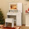 Makeup Vanity Desk with Mirror and Lights Dressing Table and Stool Set