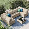 7-Piece Patio Furniture Set, All-Weather Outdoor Conversation Set Sectional Sofa with Water Resistant Beige Thick Cushions and Storage Table(Beige)