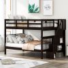 Stairway Full-Over-Full Bunk Bed with Storage and Guard Rail for Bedroom, Dorm, Espresso