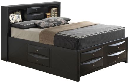Sleek Contemporary Black King Storage Bed