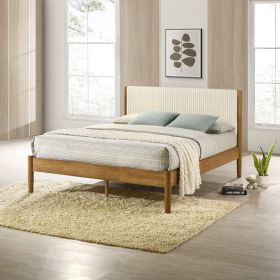Vichy Rubberwood Platform Bed in Light Walnut, Queen