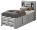 Stylish Twin Storage Bed In Silver Champagne