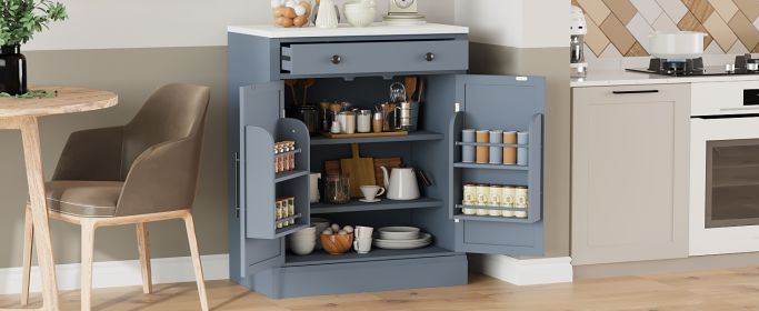 [Assembly Video Provided] TOPMAX Modern Freestanding Kitchen Pantry,Buffet Food Storage, Coffee Bar Cabinet with Drawer