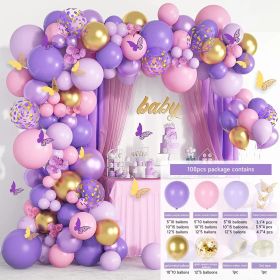 Purple Pink Butterfly Balloon Garland Arch Kit, Butterfly Baby Shower Decorations for Girl Women
