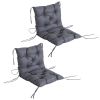 Patio Chair Cushions Set of 2, 39" x 20" x 3" Outdoor Tufted Cushion Set with Ties for Indoor Outdoor Garden Furniture, Dark Grey