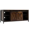 Industrial TV Stand for TVs up to 60", TV Console with Storage and 2 Sliding Barn Doors, Freestanding Entertainment Unit for Living Room, Bedroom