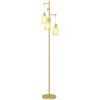 Industrial Floor Lamp with 3 Hanging Wire Lampshades, Dimmable Standing Lamp for Living Room, Gold