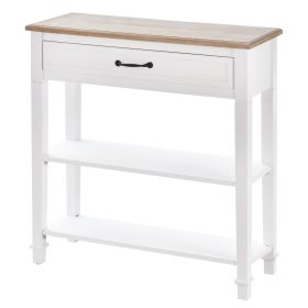 30" Console Table, Modern Narrow Entryway Table with Drawer and 2 Shelves, Sofa Table for Living Room, Hallway, White