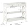 39" Console Table, Narrow Entryway Table with Storage Shelves, Drawers and X Frame for Behind Couch, Living Room, Hallway, White