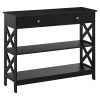 39" Console Table, Narrow Entryway Table with Storage Shelves, Drawers and X Frame for Behind Couch, Living Room, Hallway, Black