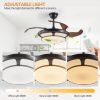 42" Retractable Ceiling Fan with Light, Modern LED Chandelier Fan with Remote Control, 6 Speed Adjustable Blades, Quiet DC Motor