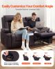 Loveseat Recliner Sofa, Manual Reclining Couch with Center Console, PU Faux Leather Recliner Sofa with USB Ports, Cup Holders and Storage Bags
