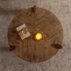 Wood Round Coffee Table for Living Room, Rustic Natural Coffee Table for Apartment, Easy Assembly