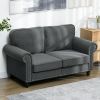 HOMCOM Mid Century Modern Loveseat Sofa, 2 Seater Small Couch with Nailhead Trim, for Living Room, Bedroom, Charcoal Gray