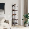 Bookshelf Smoked Oak Engineered Wood 5-Tier, Tall, Narrow